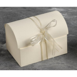 Boîte à gâteau mariage coffre en carton ivoire