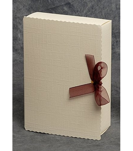 Boîte à gâteau mariage grand livre carton ivoire/blanc
