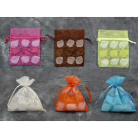 10 sacs à dragées en organdi pétales colorés