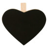 6 pinces déco en bois coloré avec porte-nom coeur ardoise noire
