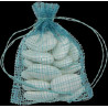 6 sacs à dragées chic en sinamay blanc/turquoise