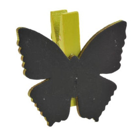 6 pinces déco originales colorées papillon en bois