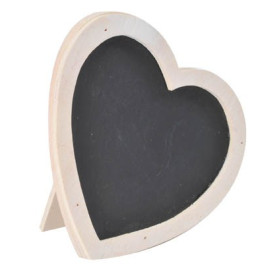 Marque-place ardoise sur bois blanc forme cœur
