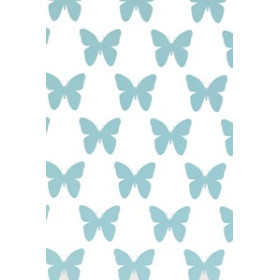Chemin de table jetable blanc papillons turquoises en plastique