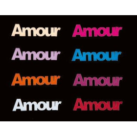6 stickers mariage "amour" colorés en bois