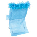 10 housses de chaises en tissu non tissé turquoise avec plumes
