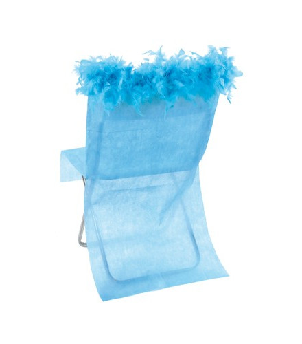 10 housses de chaises en tissu non tissé turquoise avec plumes