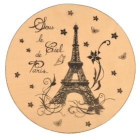 6 sets de table Paris Tour Eiffel colorés organdi ronds