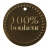 6 étiquettes à dragées "100% bonheur" en aluminium dorées