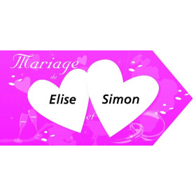 Pancarte fléche mariage en papier coloré
