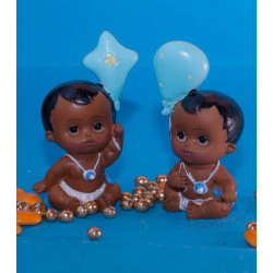 2 sujets à dragées baptême garçon bébé noir ballon assortis