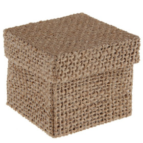 4 boîtes à dragées naturelle cube en jute