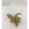 Rond de serviette papillon perlé en métal doré