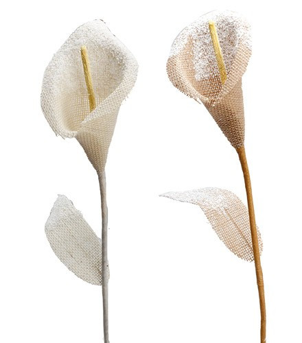 Décoration de deux fleurs en jute