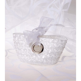 Petit sac blanc à anneau pour mariage