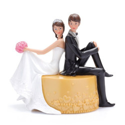 Sujet à gâteau mariés sur pouf