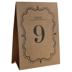 Marque-tables pas chers en kraft numérotés de 1 à 10