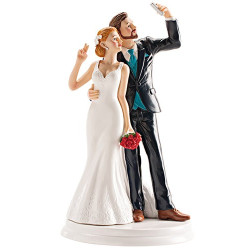 Figurine gâteau mariage selfie 