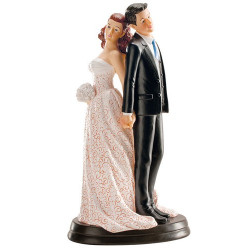 Figurine gâteau mariage couple adossé