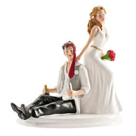 Figurine gâteau mariage couple fêtard 