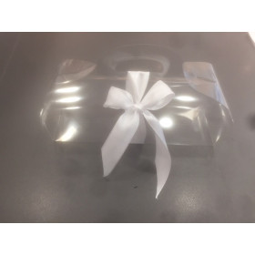 Boîte à gâteau rectangulaire transparente anse en plastique