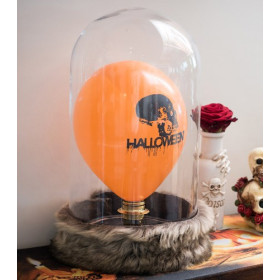 8 ballons de baudruche ronds Halloween orange avec tête de mort