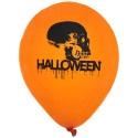 8 ballons de baudruche ronds Halloween orange avec tête de mort
