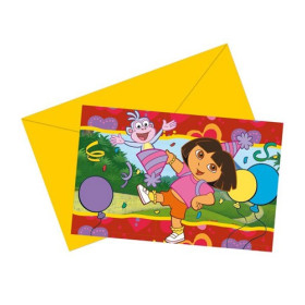 Carte d'Invitation Dora l'Exploratrice + Enveloppe