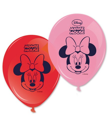 8 ballons gonflables Minnie rouge et rose