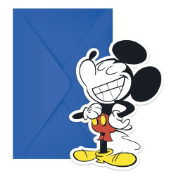 6 cartes d'Invitation Mickey + enveloppes