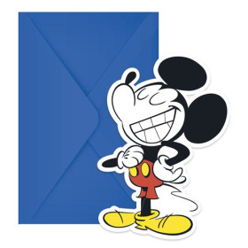 6 cartes d'Invitation Mickey + enveloppes