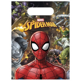 6 sacs cadeau plastique Spiderman