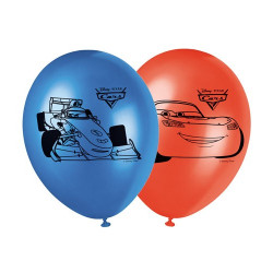8 ballons gonflables Cars bleu et rouge