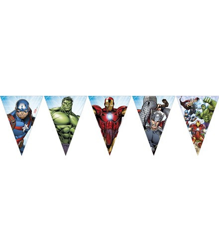 Guirlande anniversaire Avengers avec fanions en papier