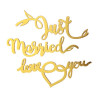 Autocollants mariage en bois love you/just married dorés 