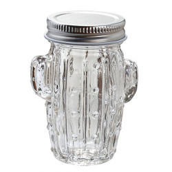 Pot à dragées verre cactus transparent avec couvercle