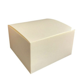 Boîte à gâteau mariage carrée striée ivoire en carton
