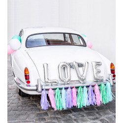 Kit décoration voiture mariage love pompons colorés