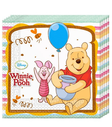 20 serviettes jetables papier Winnie l'ourson