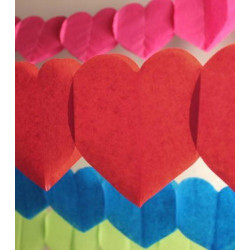 Guirlande mariage coeur en papier coloré 3 m
