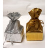 Pochon à dragées en tissu Argent/Or avec boîte