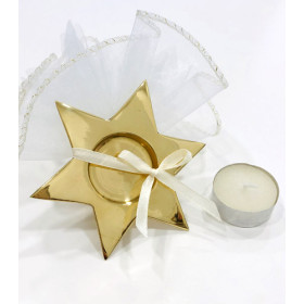 Photophore hébraïque métal étoile dorée