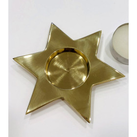 Photophore hébraïque métal étoile dorée