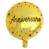Ballon gonflable anniversaire rond or/argent métallisé