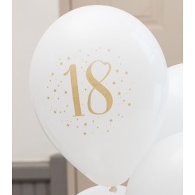8 ballons gonflables anniversaire âge blancs