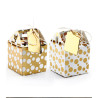 2 boîtes à dragées carrées carton blanc/or assortis
