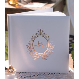 Livre d'or mariage just married papier rose gold