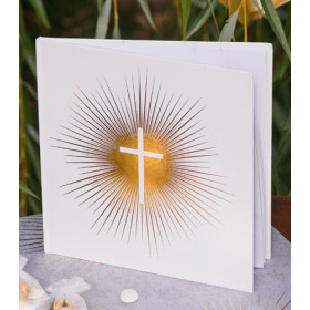 Livre d'or Communion croix dorée papier