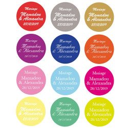 24 étiquettes personnalisées autocollantes mariage colorées