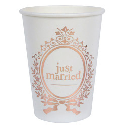 10 gobelets jetables mariage carton just married